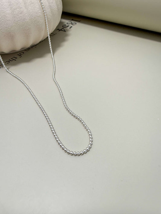 Velani Jewelry Sterling Silver Bead Necklace with .925 1.5 mm beads, nickel-free, waterproof, and tarnish resistant for everyday wear.