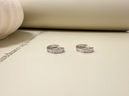 Velani Jewelry Sterling Silver Huggie Earrings with CZ