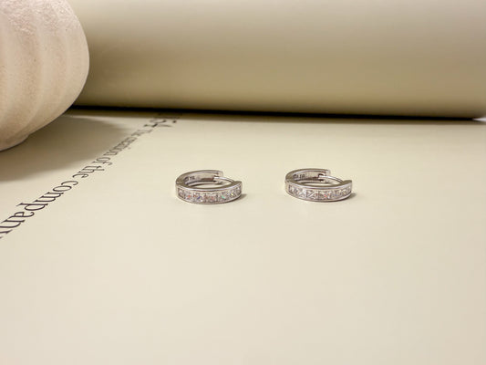 Velani Jewelry Sterling Silver Huggie Earrings with CZ