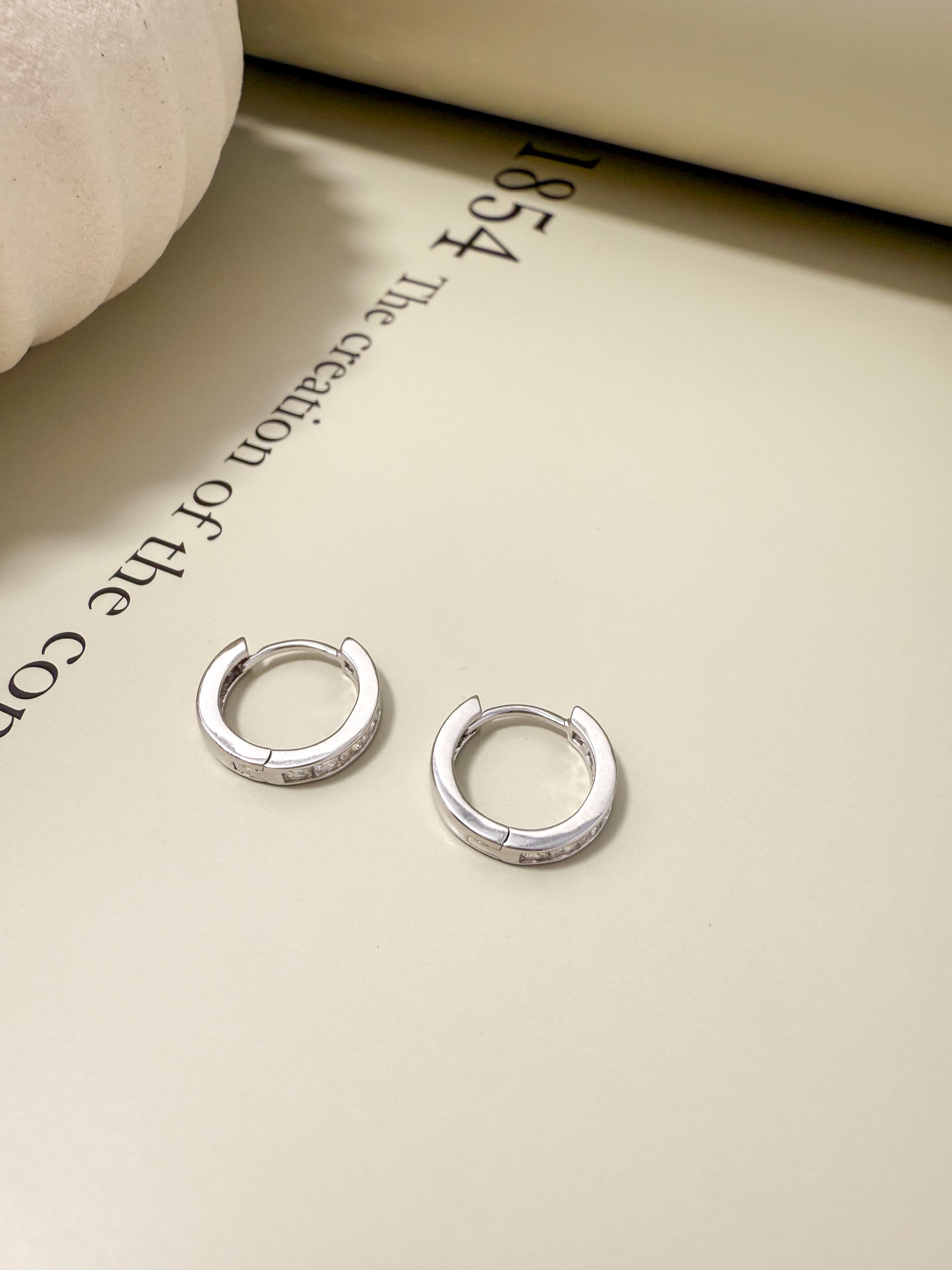 Velani Jewelry Sterling Silver Huggie Earrings with CZ