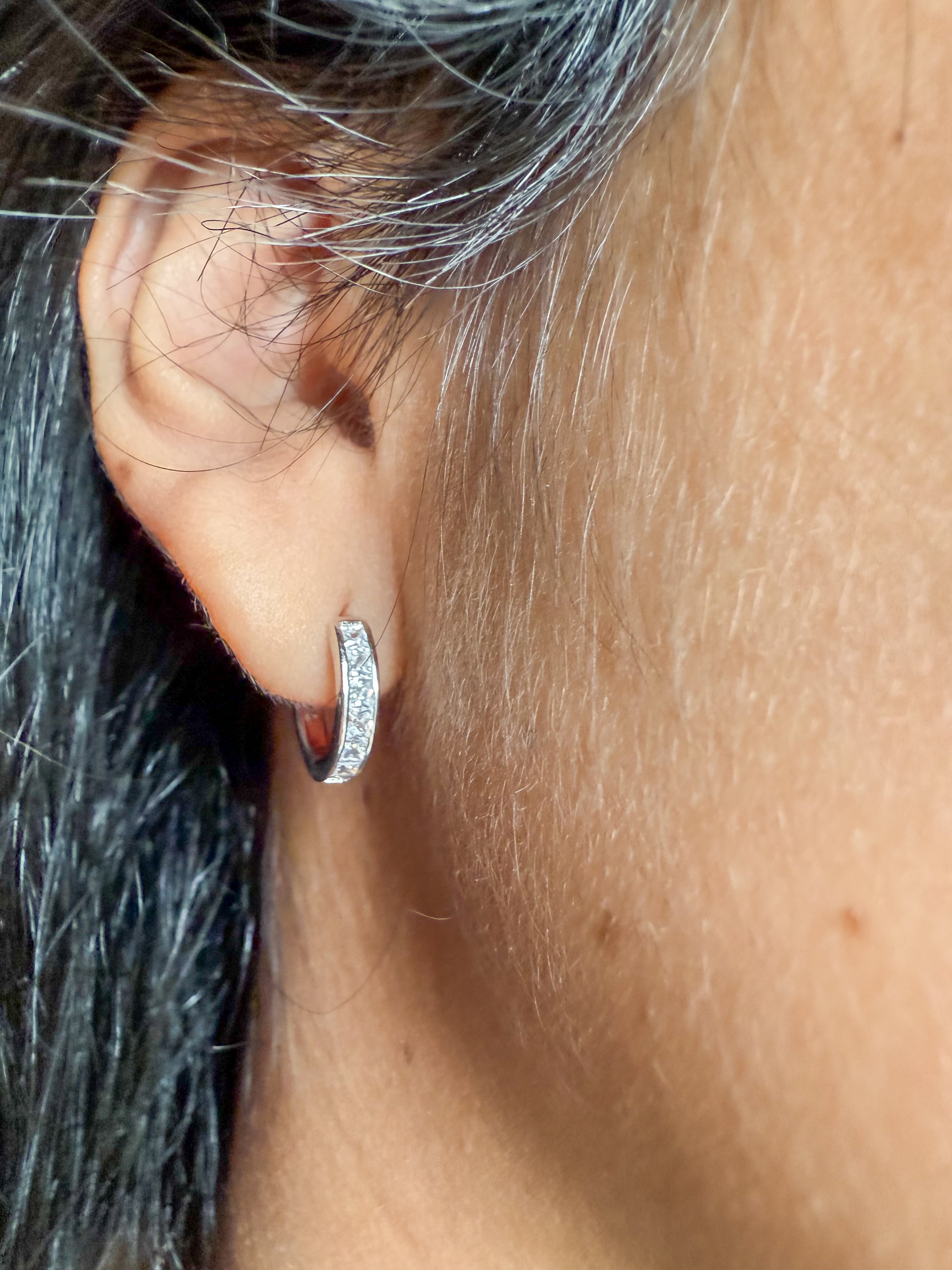 Velani Jewelry Sterling Silver Huggie Earrings with CZ