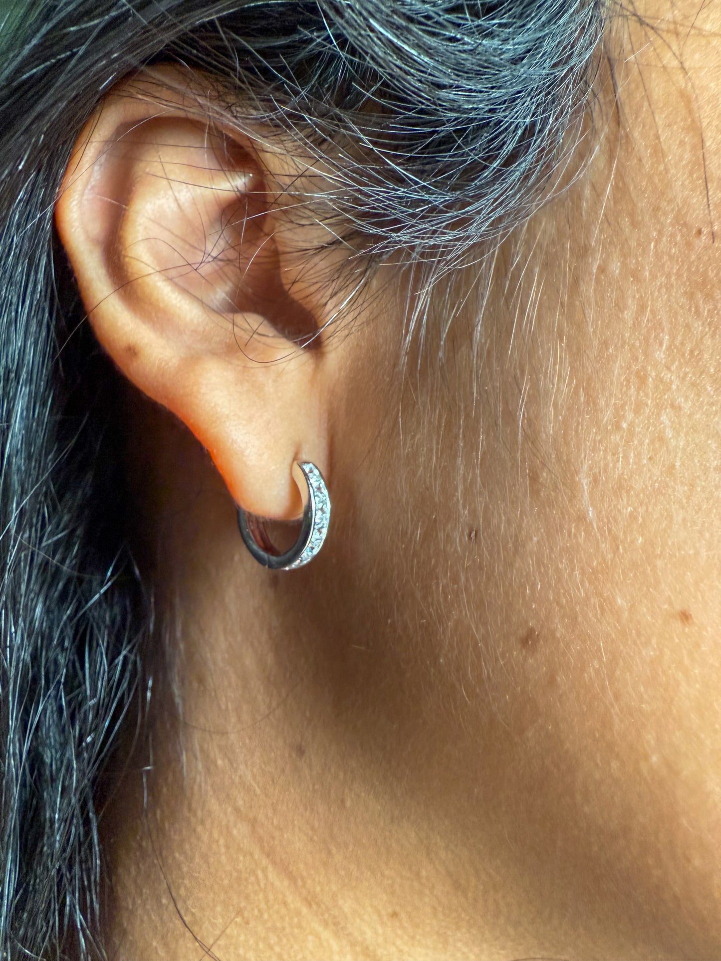 Velani Jewelry Sterling Silver Huggie Earrings with CZ