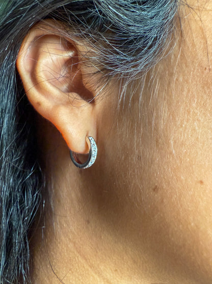 Velani Jewelry Sterling Silver Huggie Earrings with CZ