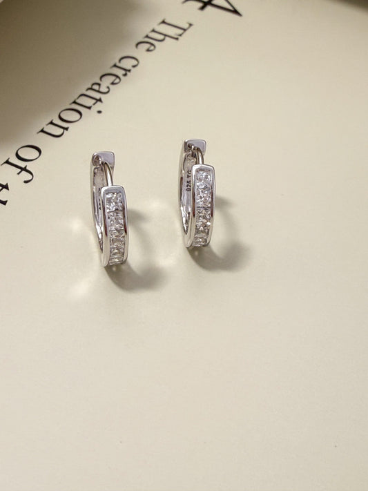 Velani Jewelry Sterling Silver Huggie Earrings with CZ