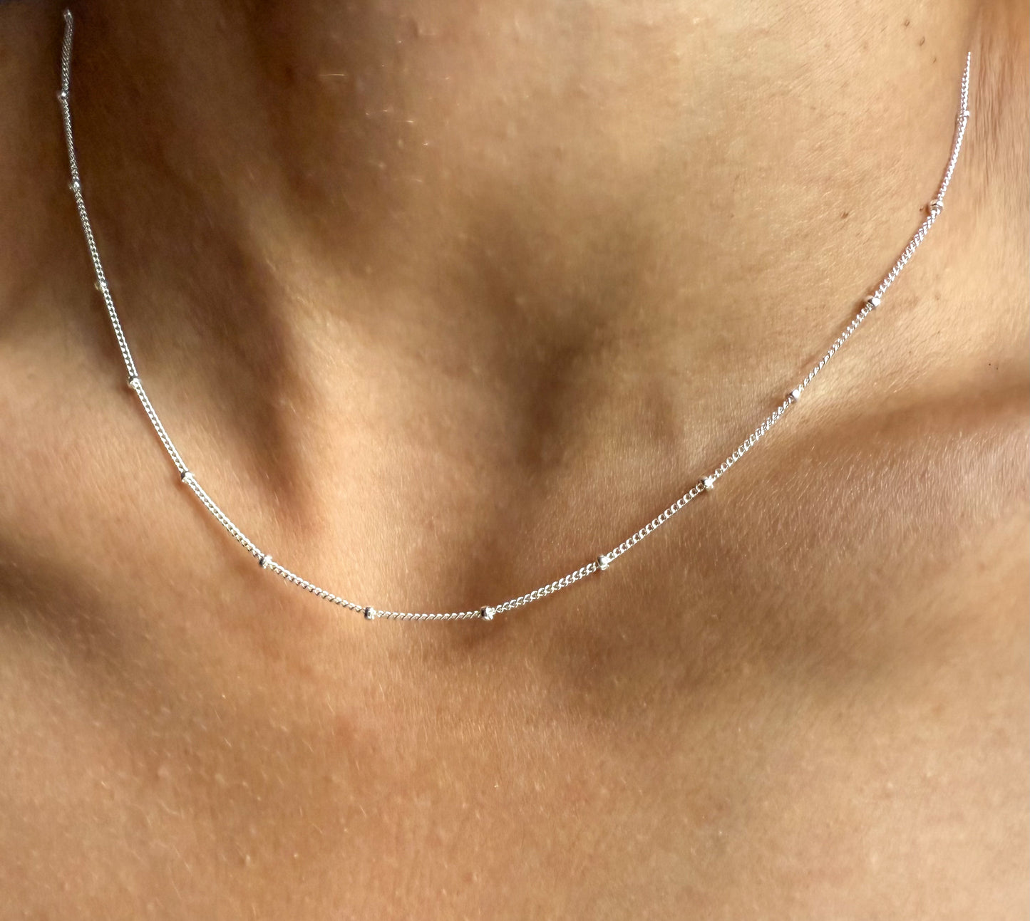 Velani Jewelry Sterling Silver Spaced Beads Necklace