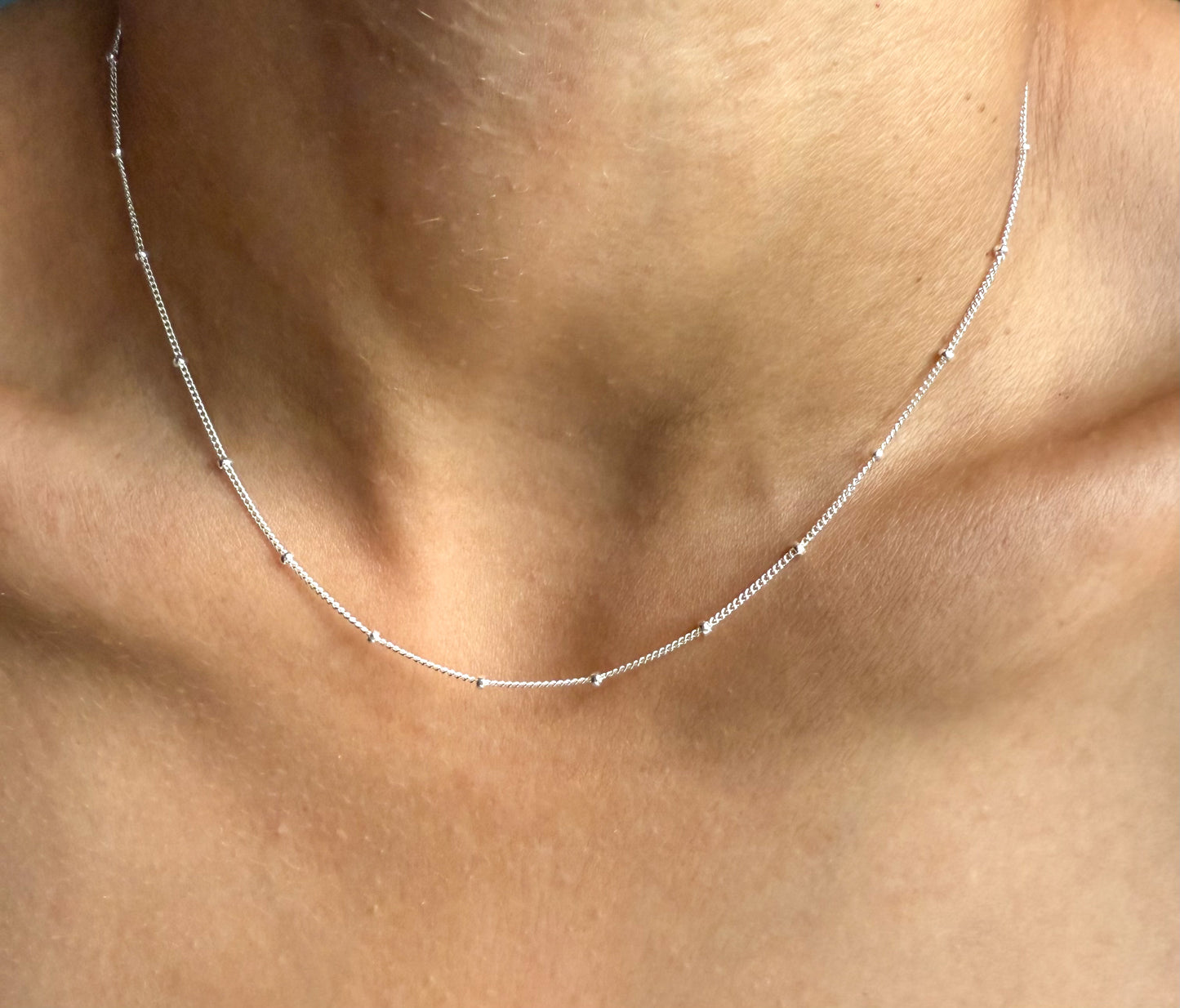 Velani Jewelry Sterling Silver Spaced Beads Necklace