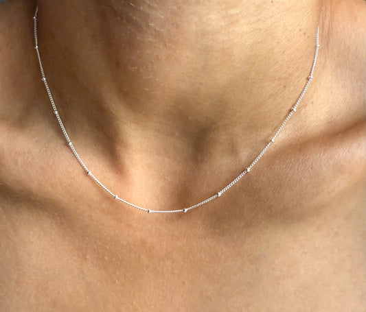 Velani Jewelry Sterling Silver Spaced Beads Necklace