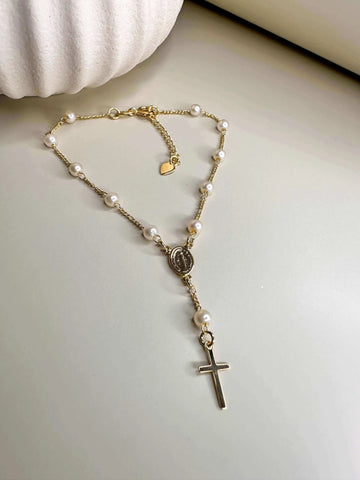 Velani Pearl Rosary Bracelet, a waterproof pearl bracelet perfect for Golden Gardens Park in Seattle.