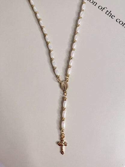 Velani Pearl Rosary Necklace