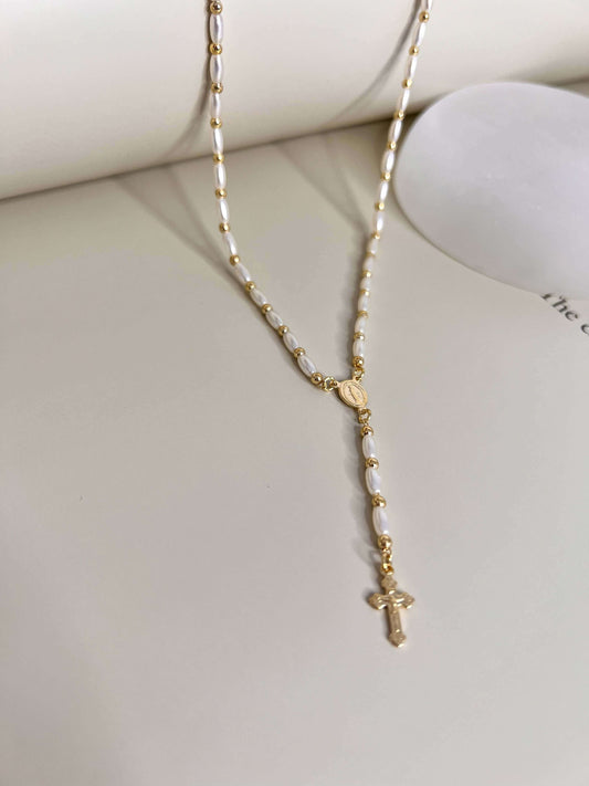 Velani Pearl Rosary Necklace