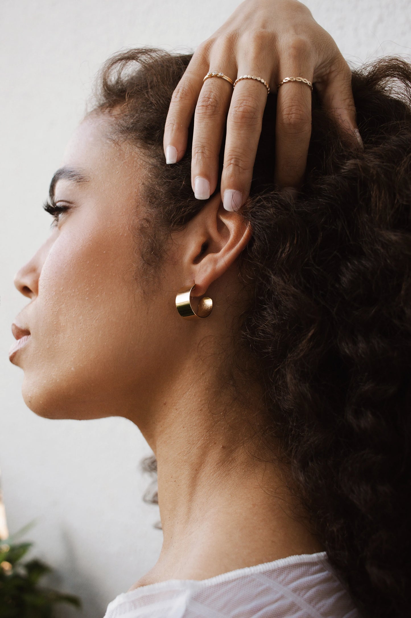 Velani Polished and Textured Rounded Earring