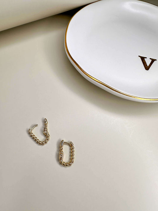 Velani Rectangle Beaded Clicker Earrings