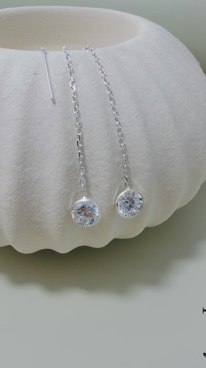Velani Jewelry Dangling Elegance U Threader Earrings with CZ